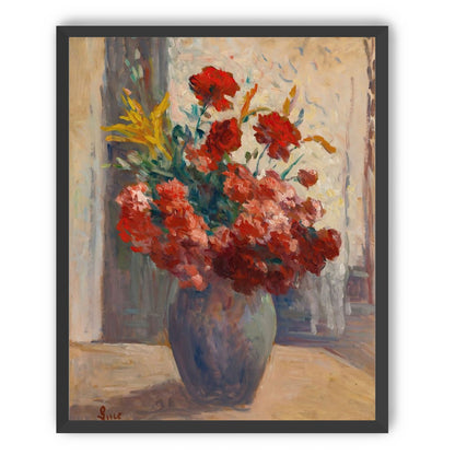 Flowers within a tall vase