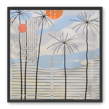 Two suns over striped hills
