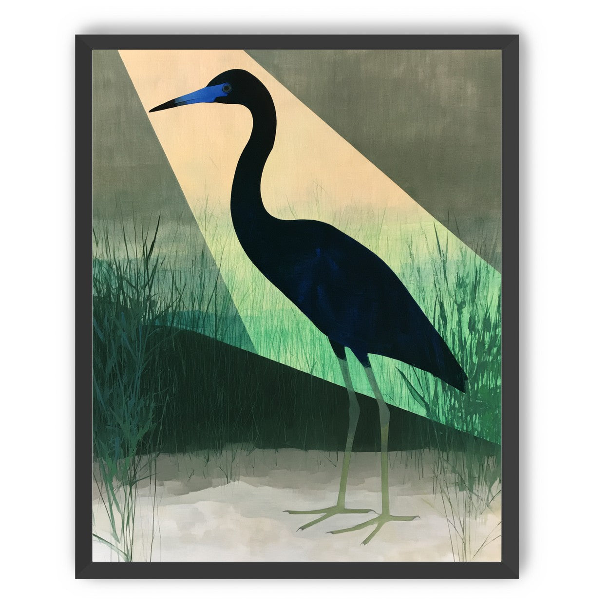 Blue beak in green light