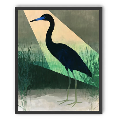 Blue beak in green light