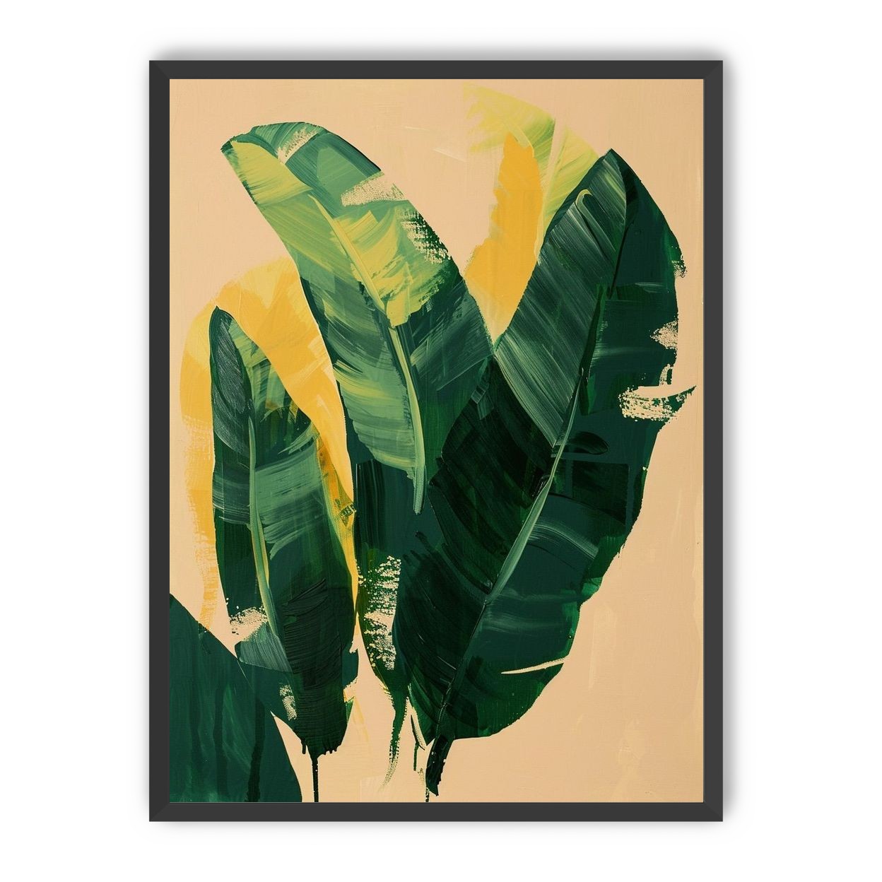 Green leaves in warm haze