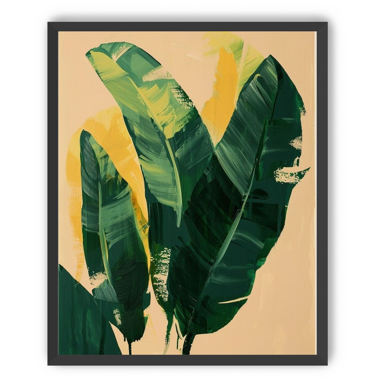 Green leaves in warm haze