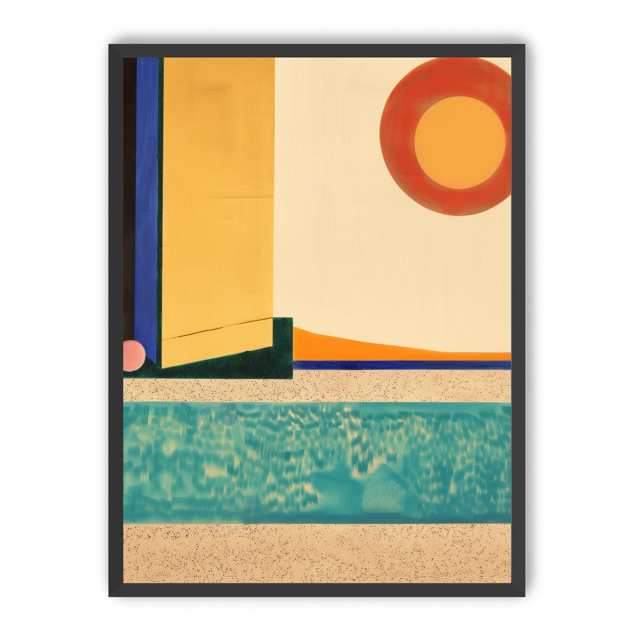 Red sun over turquoise water