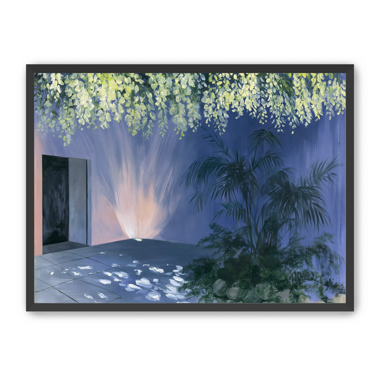 Light beneath hanging blossoms