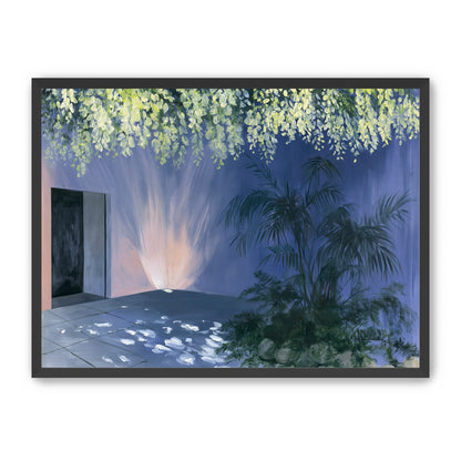 Light beneath hanging blossoms
