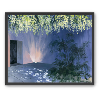 Light beneath hanging blossoms