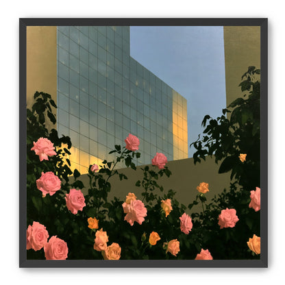 Roses against the glass wall