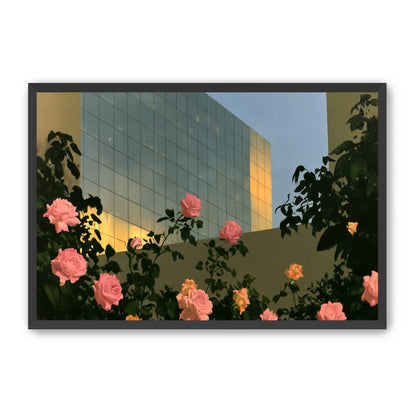 Roses against the glass wall