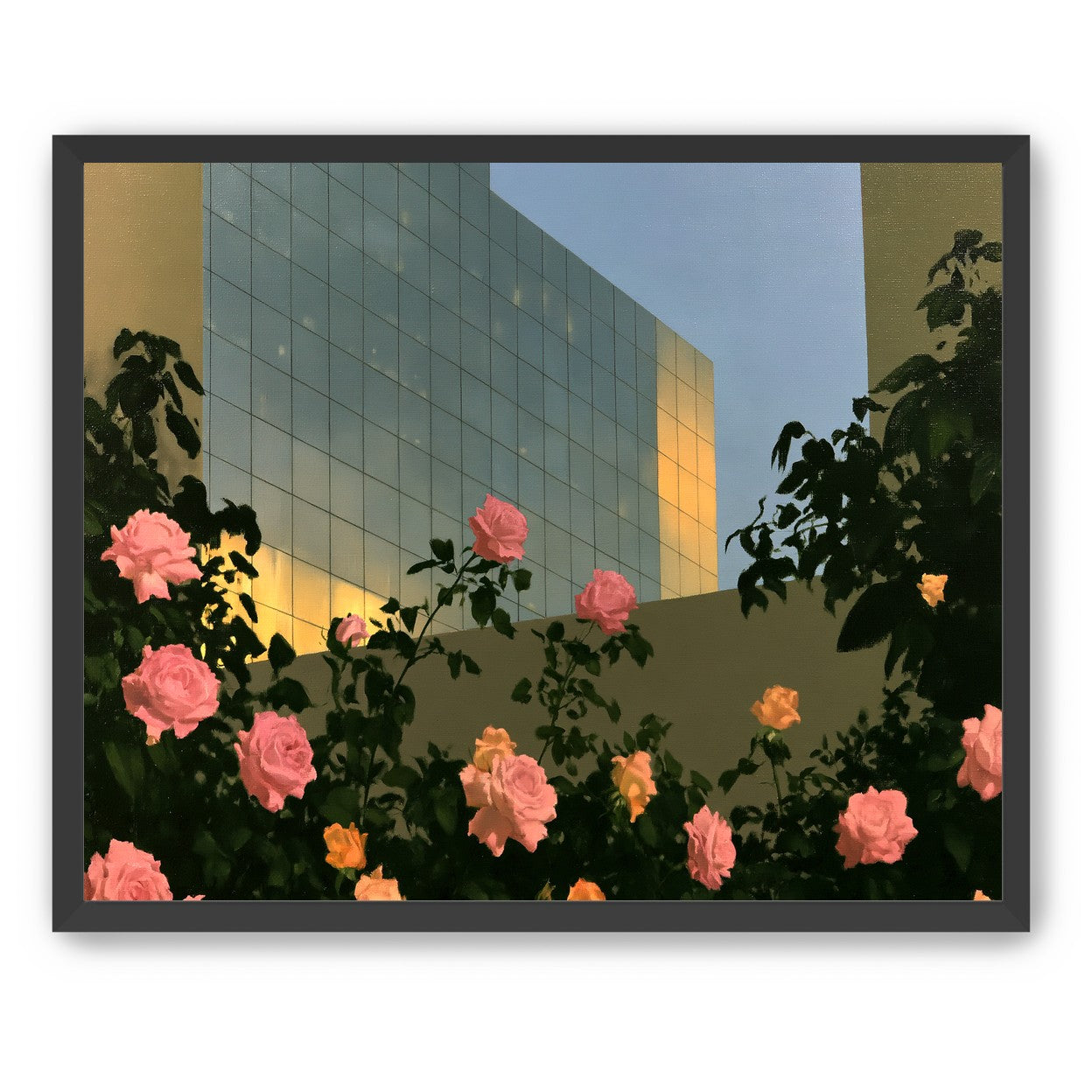 Roses against the glass wall