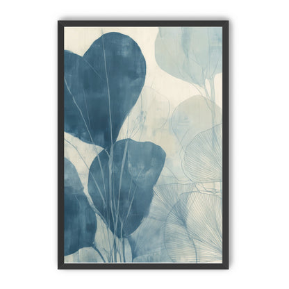 Leaves among pale blue space
