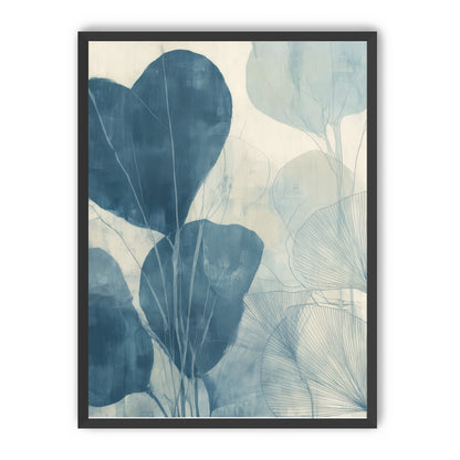 Leaves among pale blue space