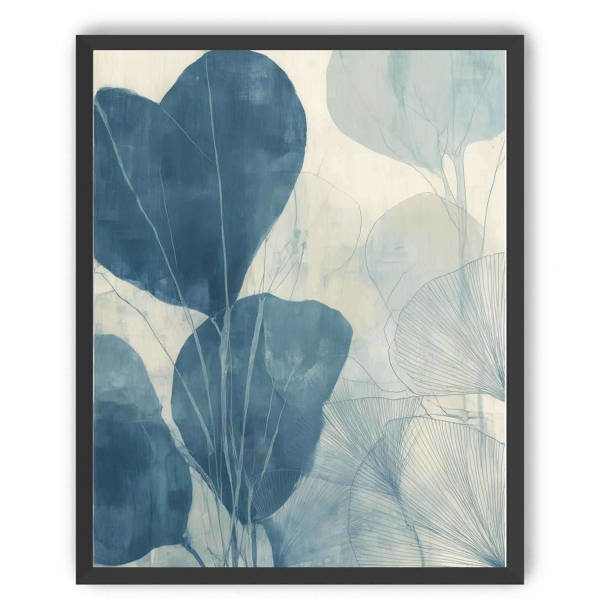 Leaves among pale blue space