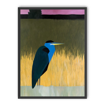 Blue bird in yellow grass