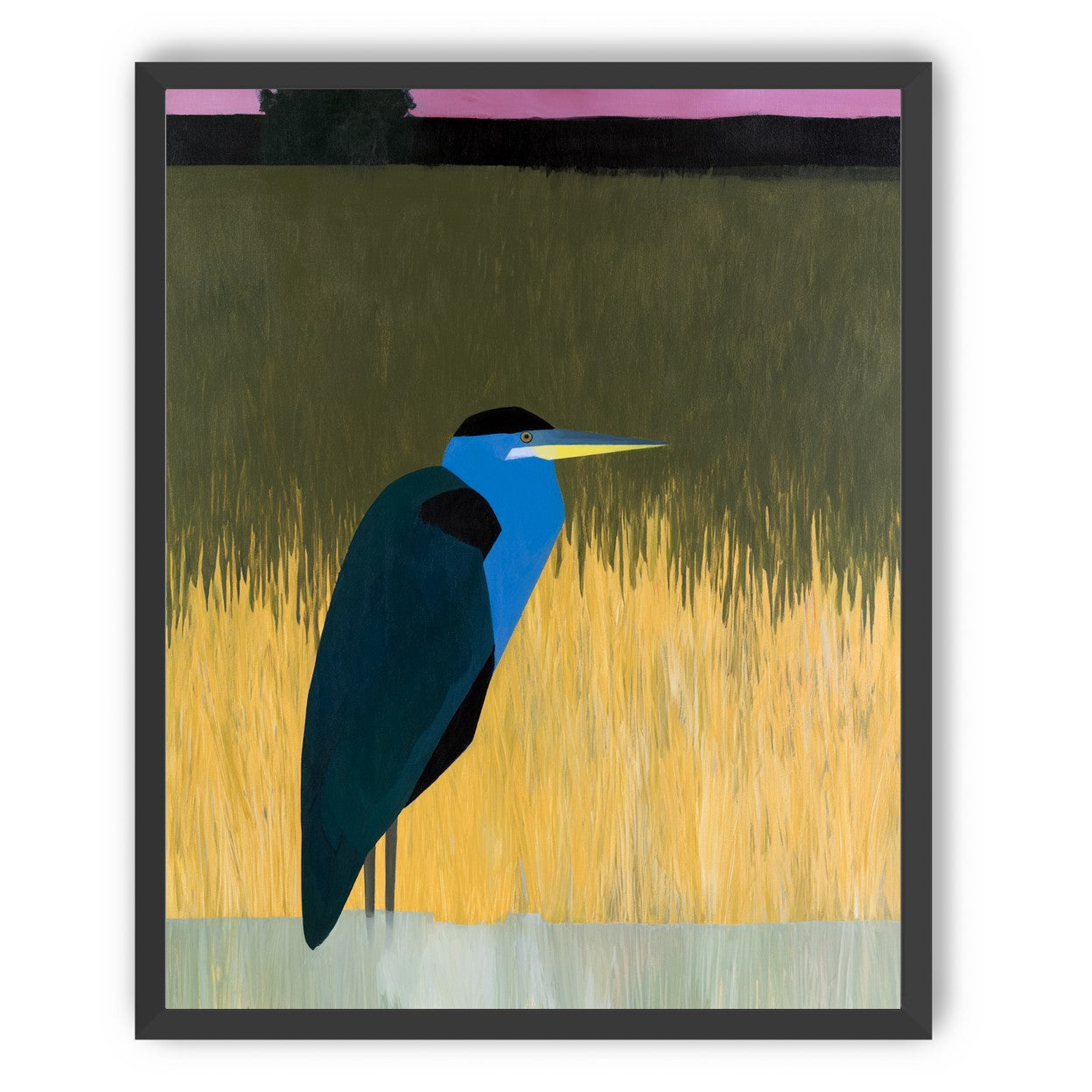 Blue bird in yellow grass
