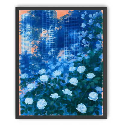 White roses before the towers