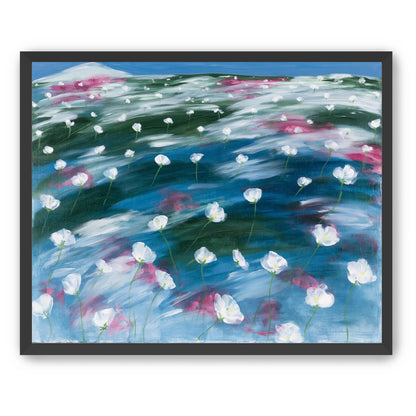 White flowers in windblown hills