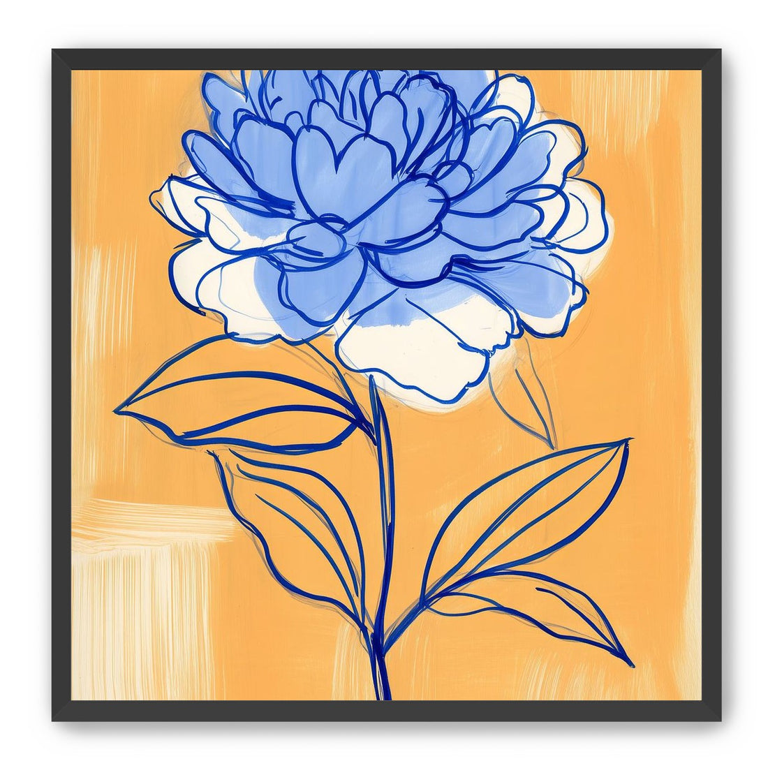 Blue Flower on Orange Field