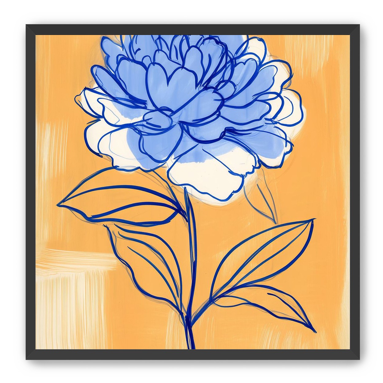 Blue Flower on Orange Field