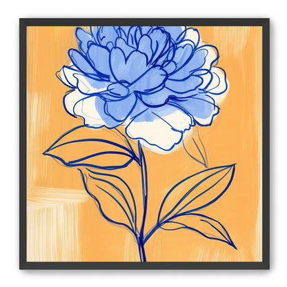 Blue Flower on Orange Field