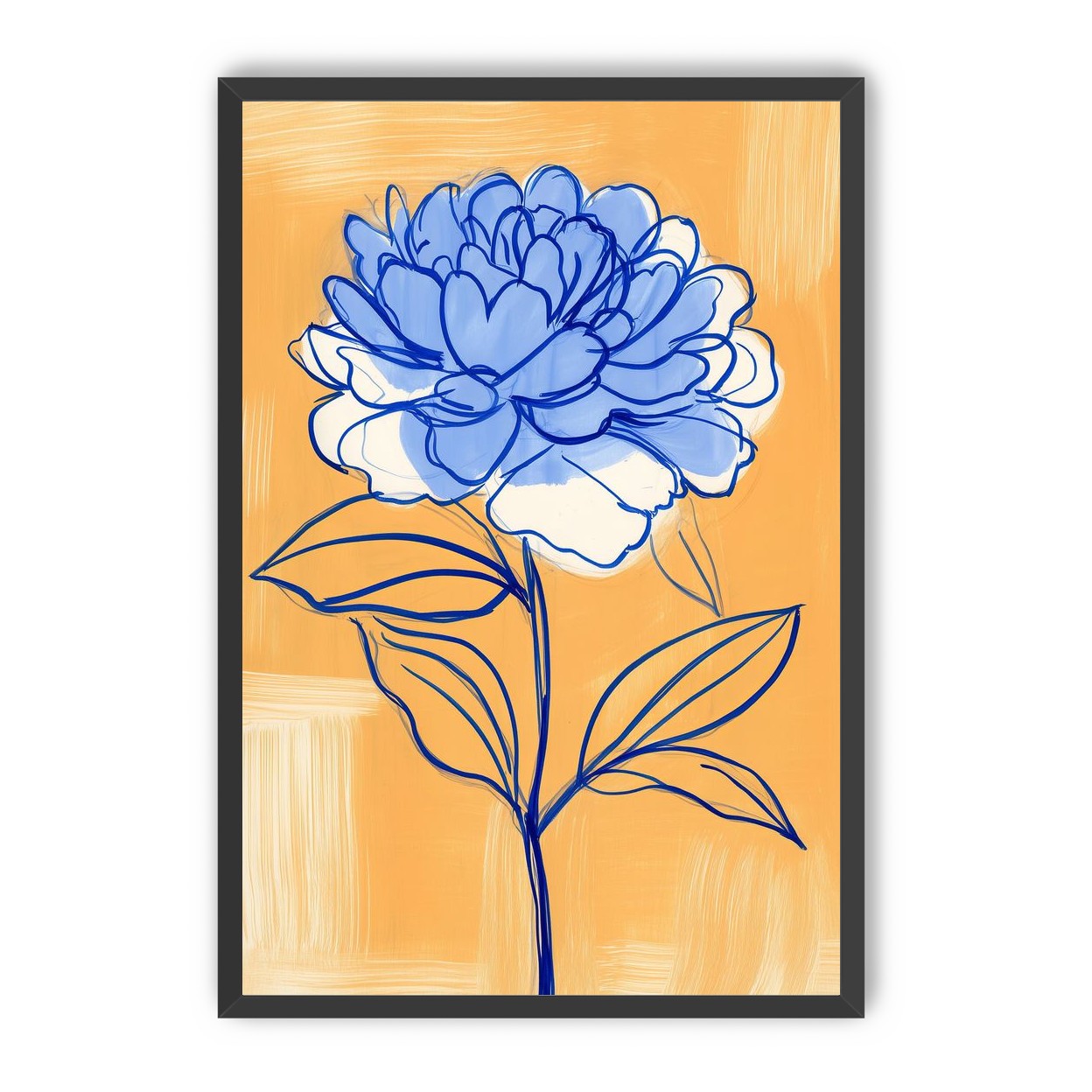 Blue Flower on Orange Field