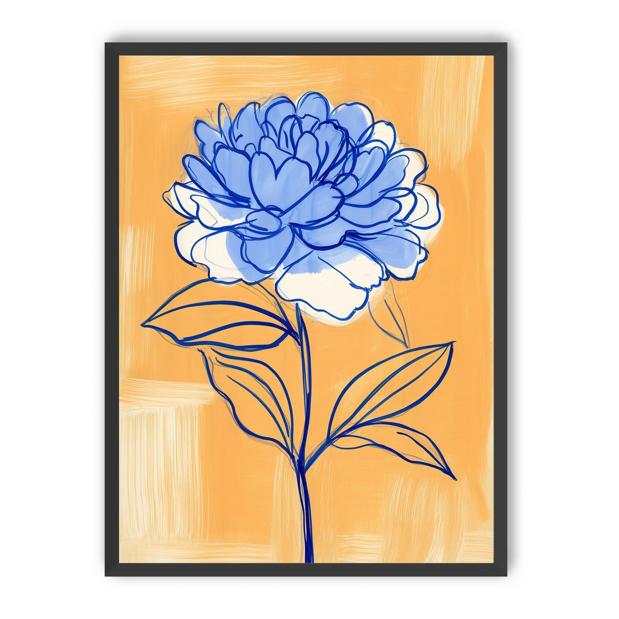 Blue Flower on Orange Field