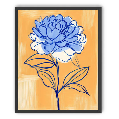 Blue Flower on Orange Field