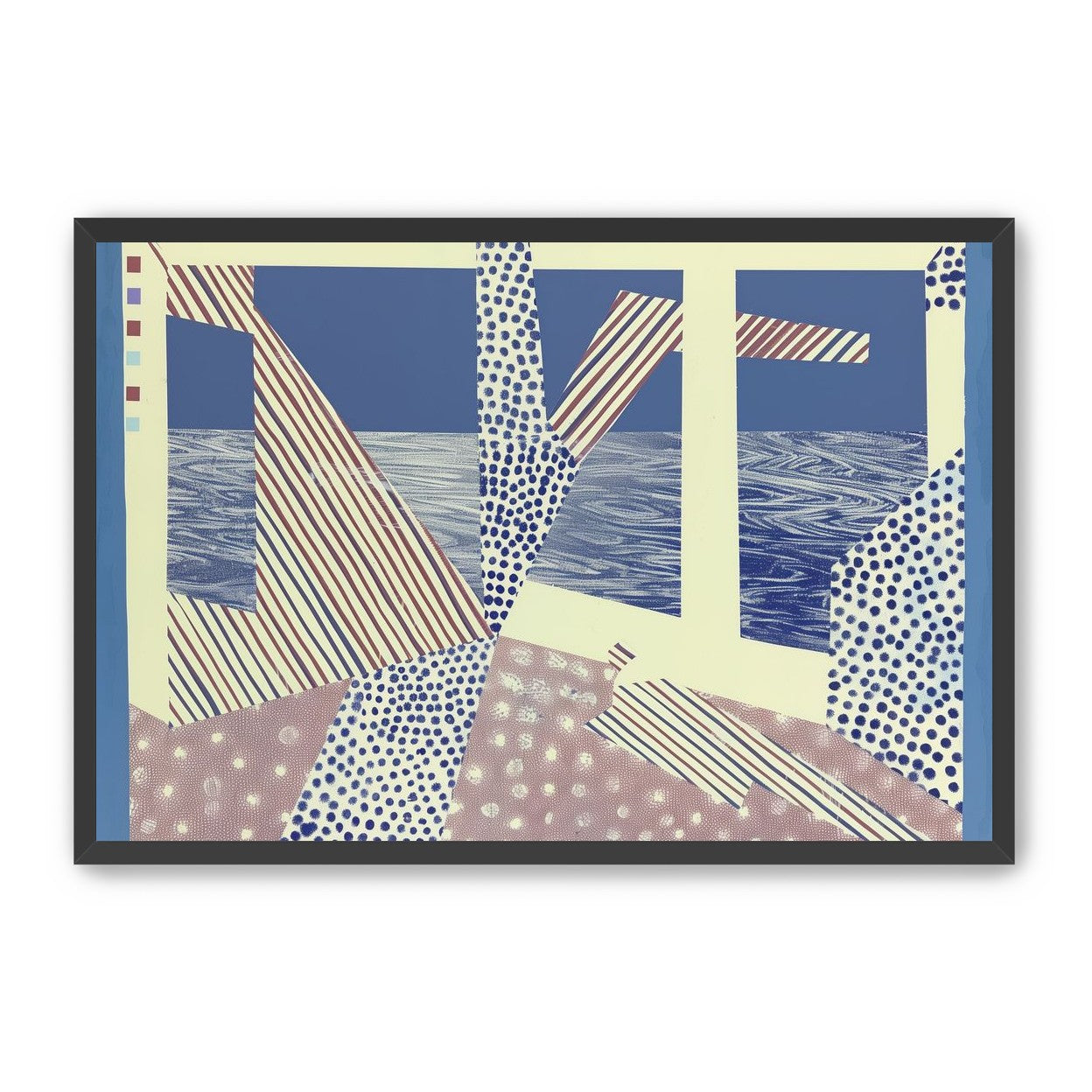 Stripes cut through dots