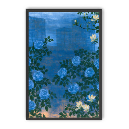 Roses against the blue towers
