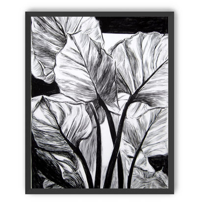 Overlapping Leaves on Dark Ground