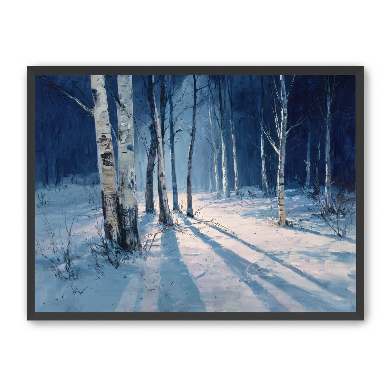 Snow Shadows Between Trunks