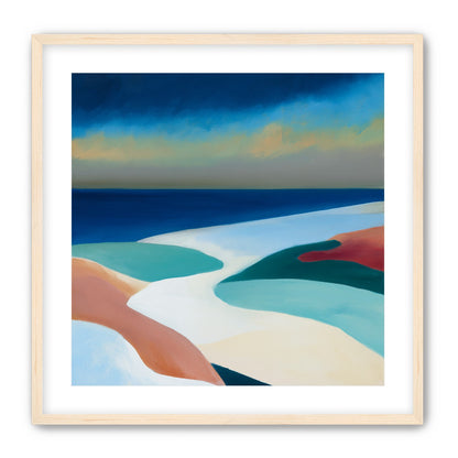 Sandbars under a heavy blue sky