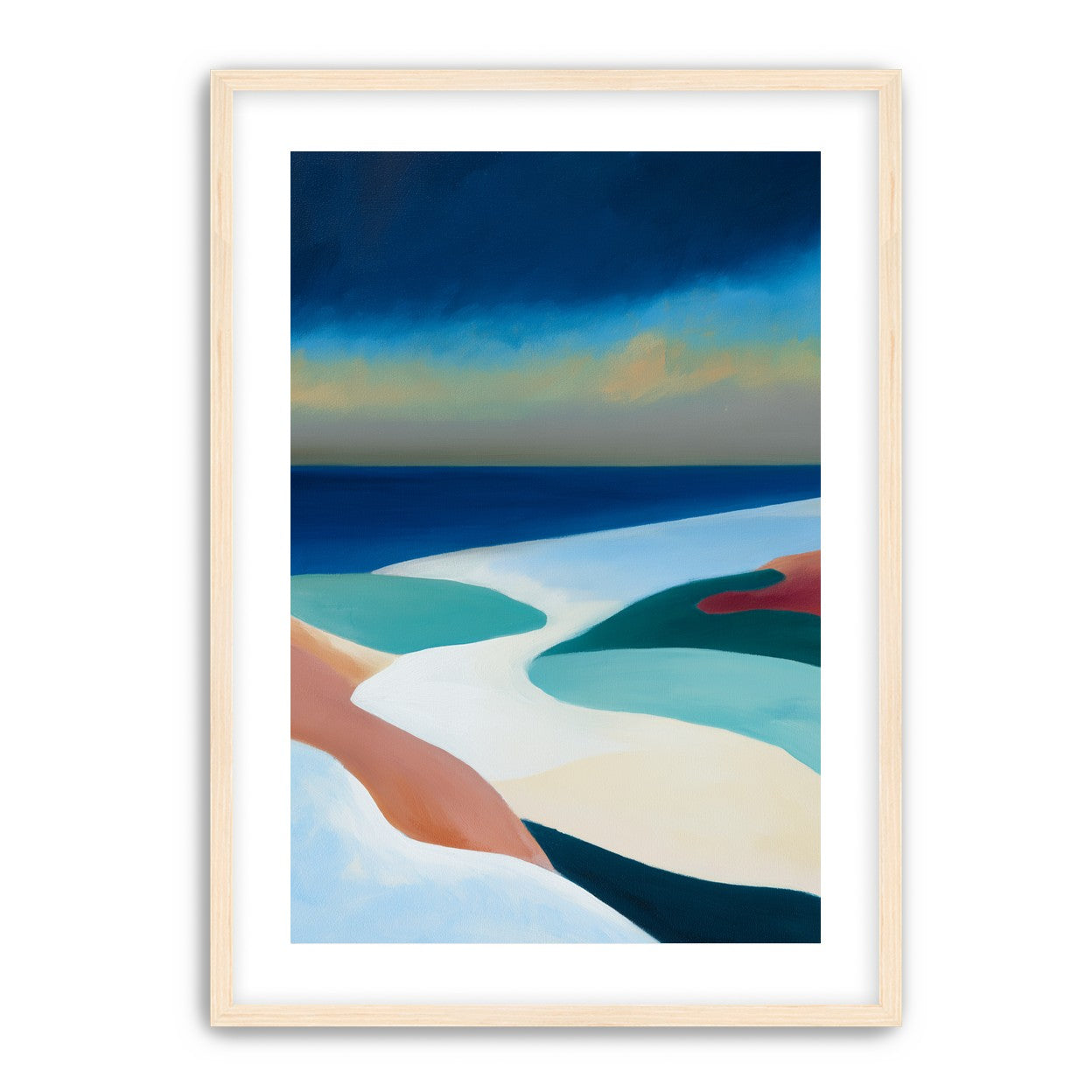 Sandbars under a heavy blue sky