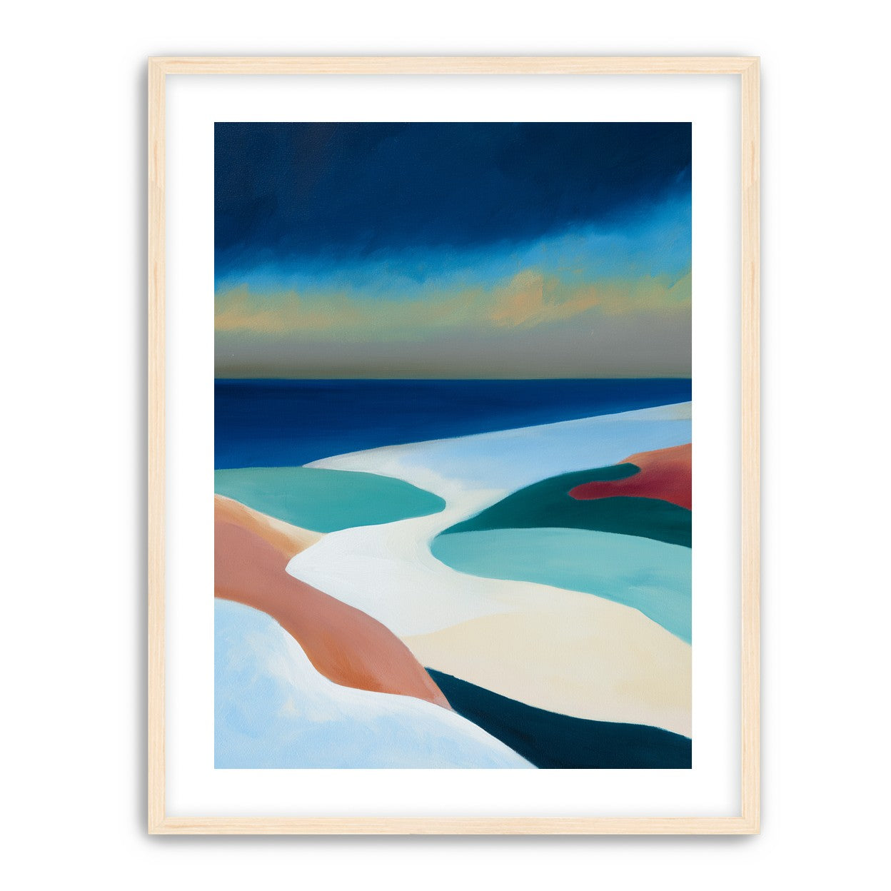 Sandbars under a heavy blue sky