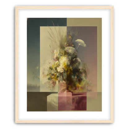 Vase of flowers within panes