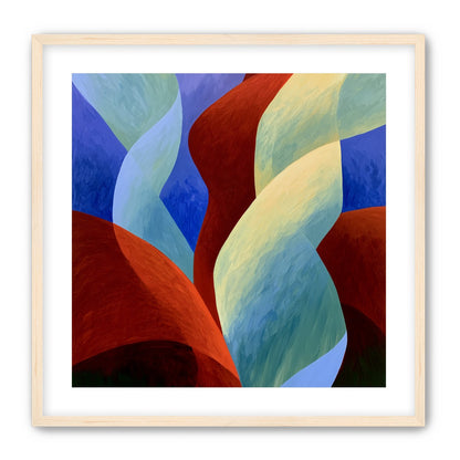 Red slips through cool blues