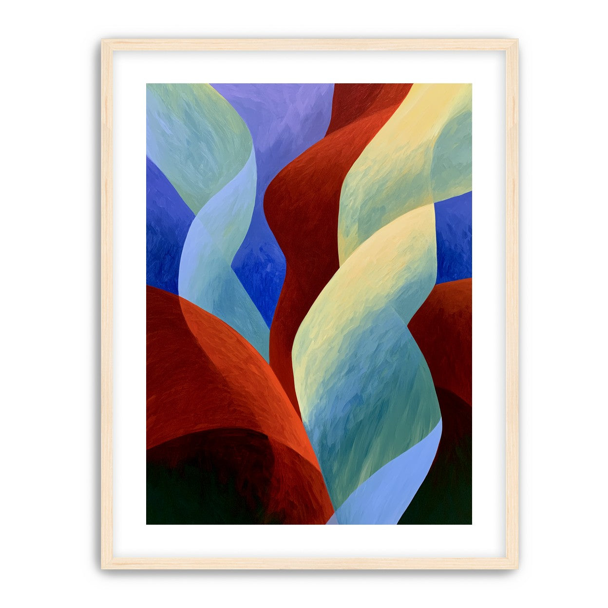 Red slips through cool blues