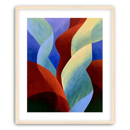 Red slips through cool blues