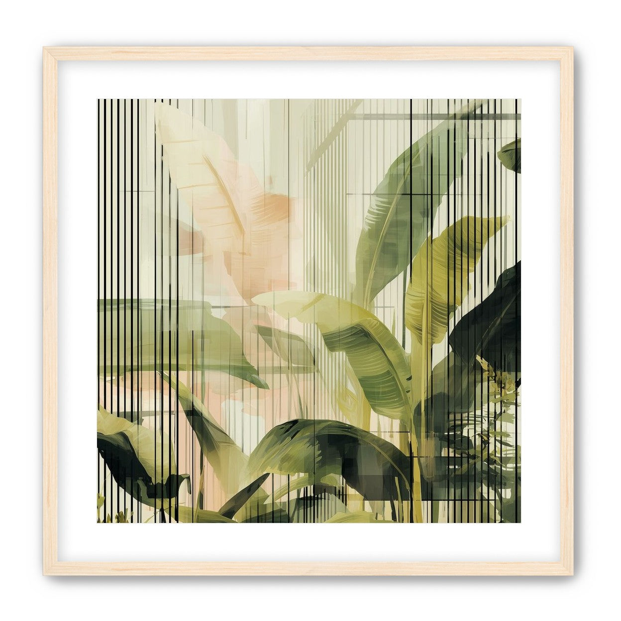 Green leaves in peach light