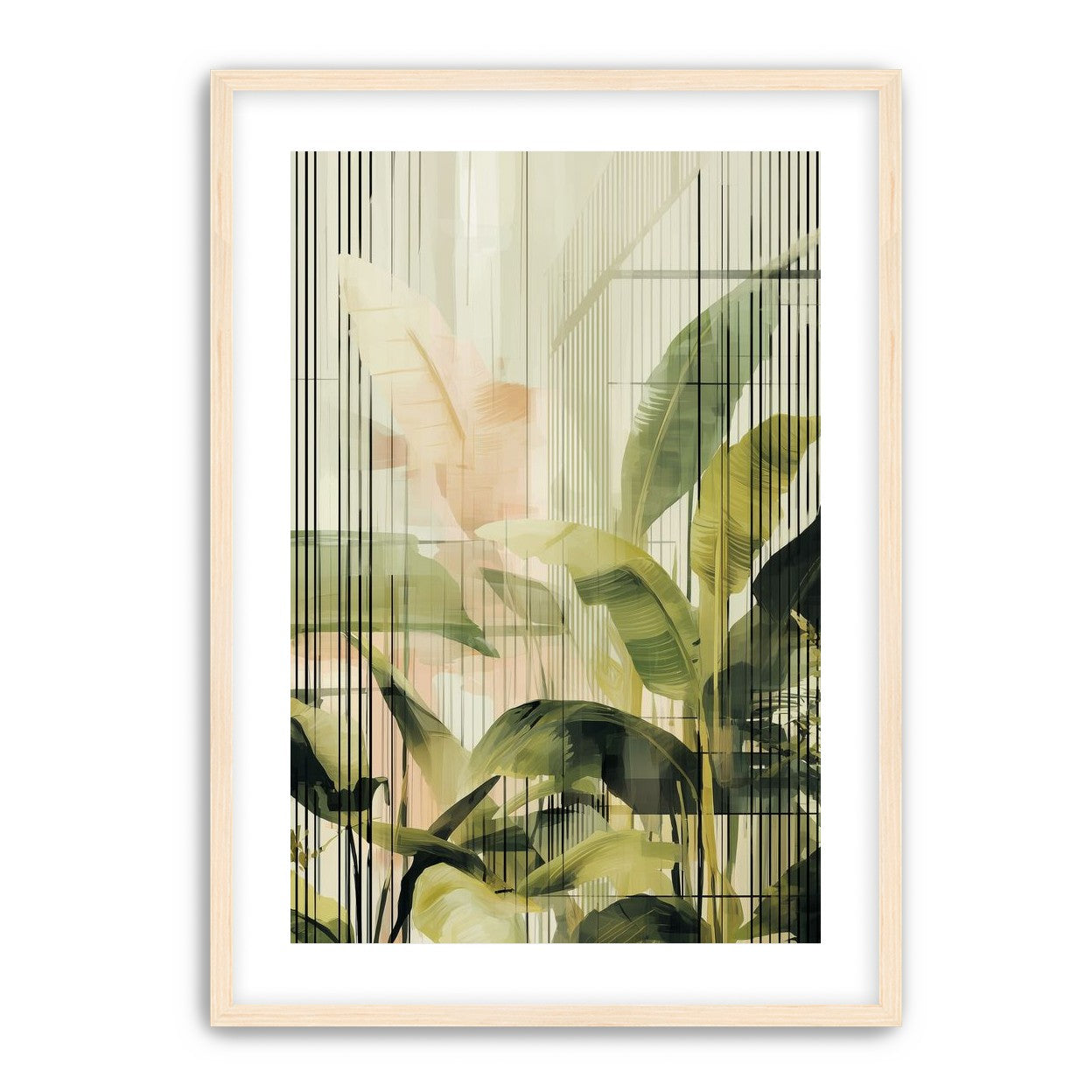 Green leaves in peach light