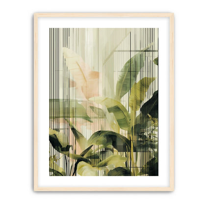 Green leaves in peach light