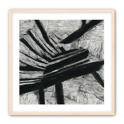 Black cuts through white grain