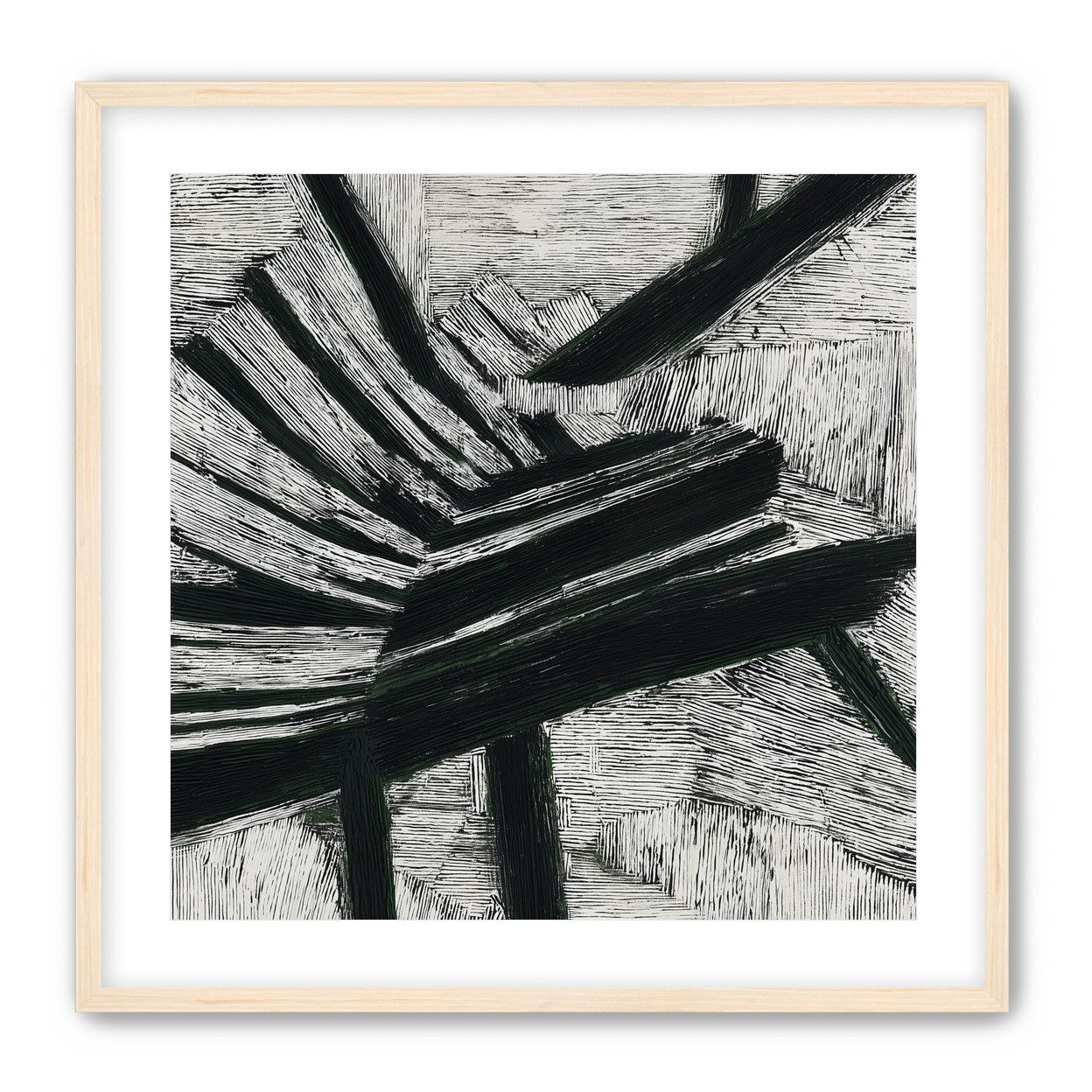 Black cuts through white grain