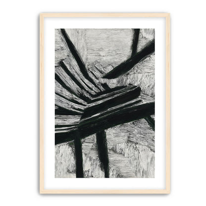 Black cuts through white grain