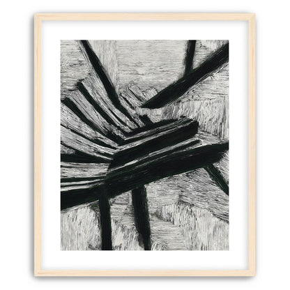 Black cuts through white grain