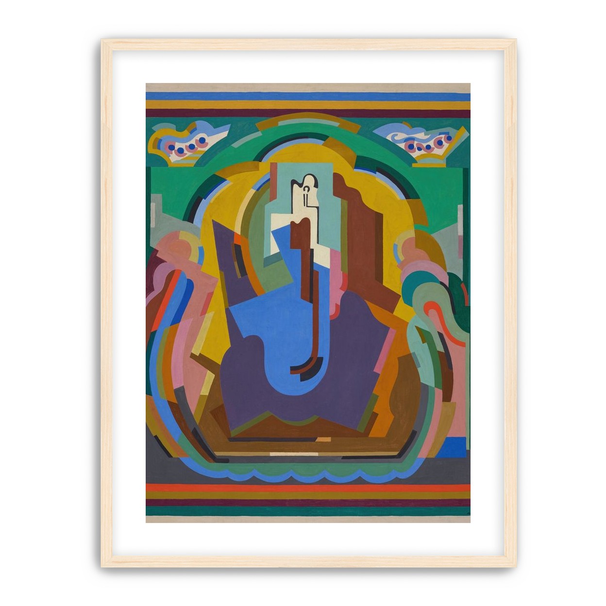 A figure under painted arches