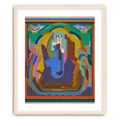 A figure under painted arches