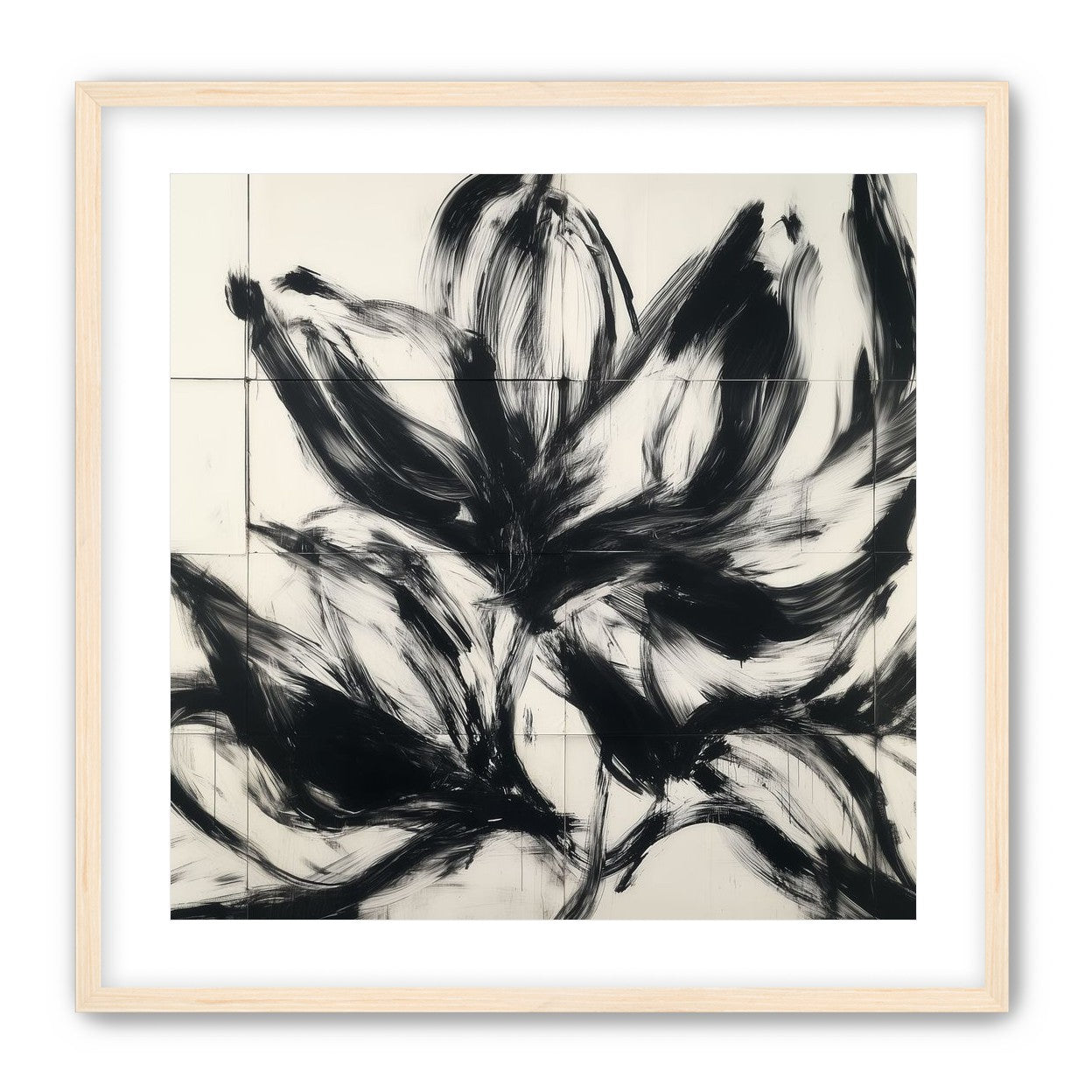 Black petals on pale grid