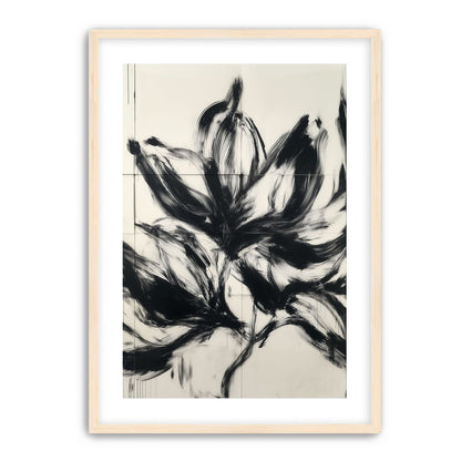 Black petals on pale grid