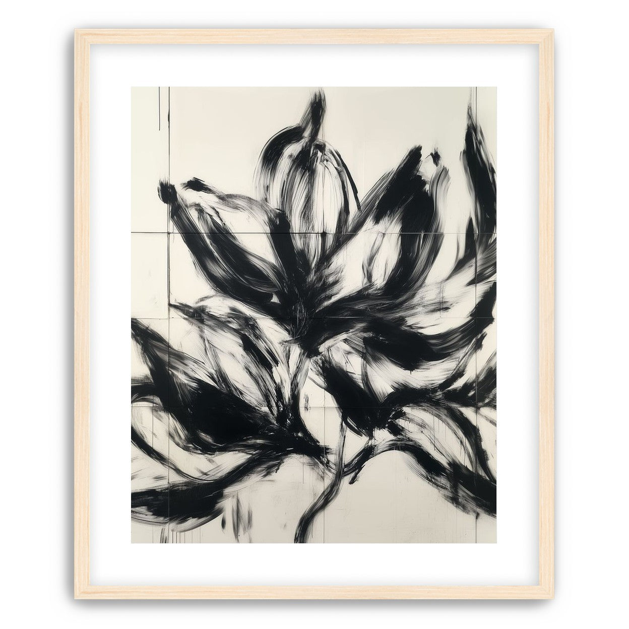 Black petals on pale grid
