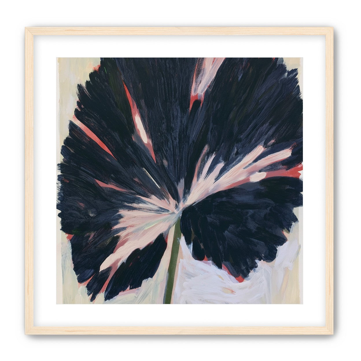 Dark petals across pale ground